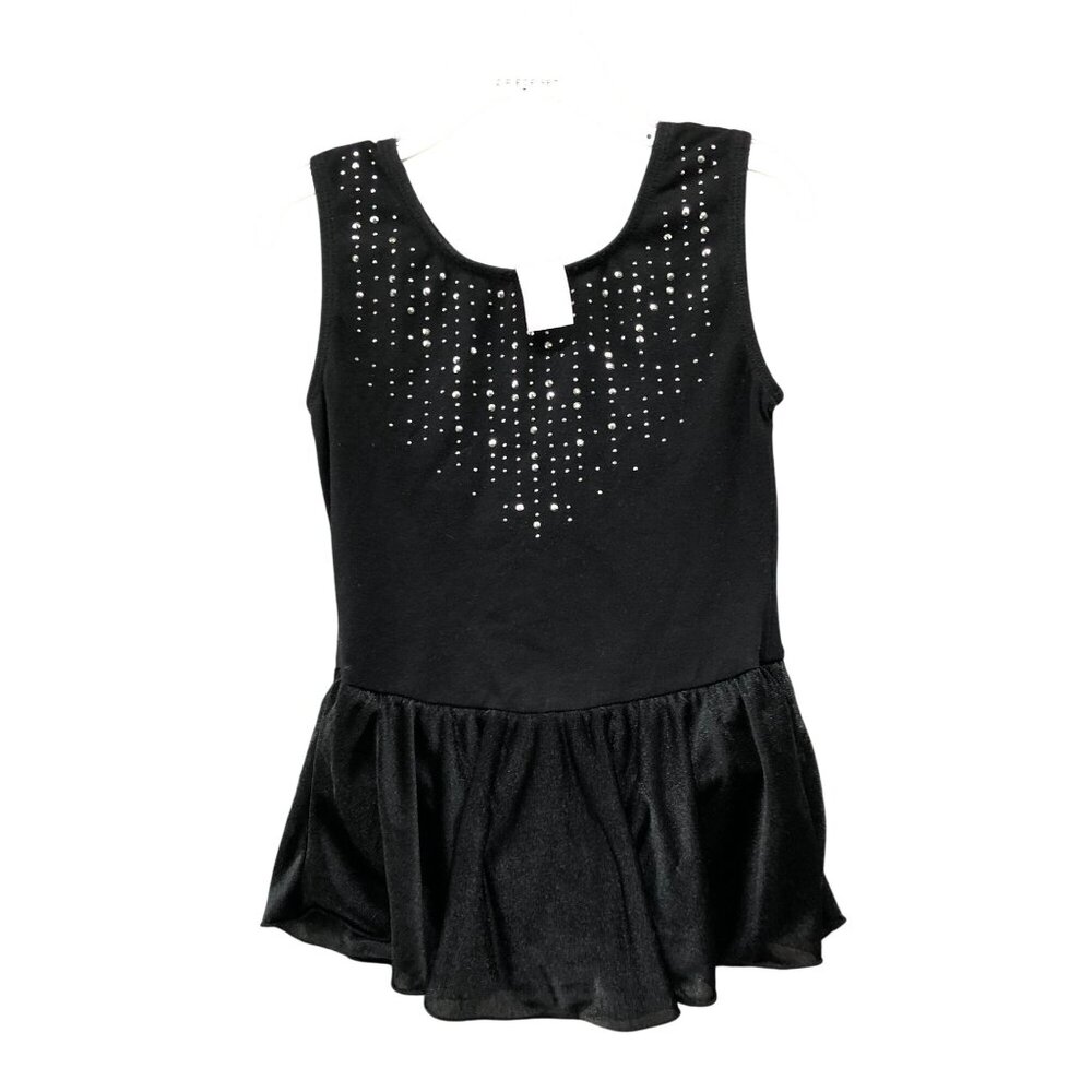 More Than Magic Girls S 6-6X‎ Dance Leotard Black Sleeveless Rhinestone